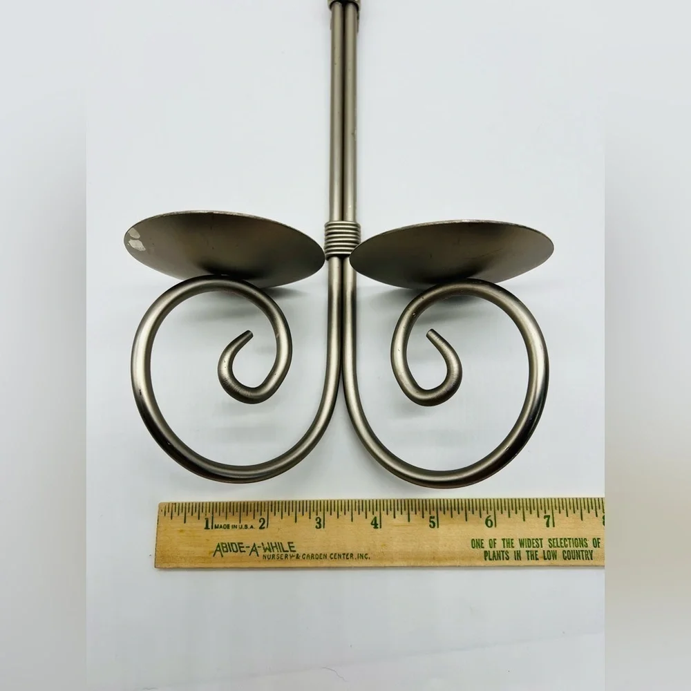 Silver 14” wall flat lay 2 candle holder wall sconces